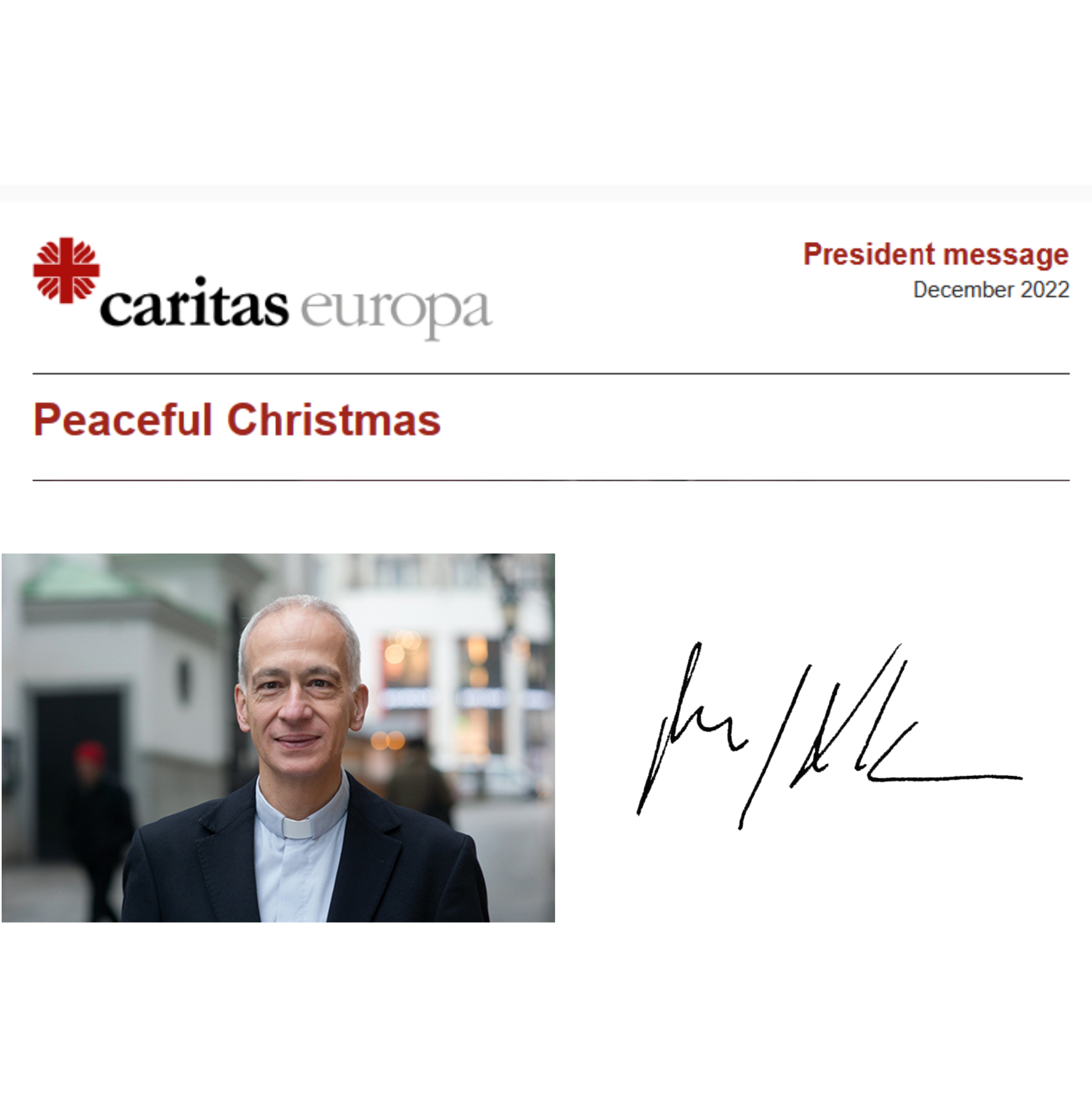 Мирное Рождество - Обращение Президента Каритас Европа
